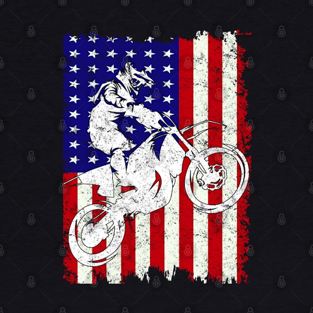 Motocross and Dirt Bike American Flag 4th of July by amitsurti